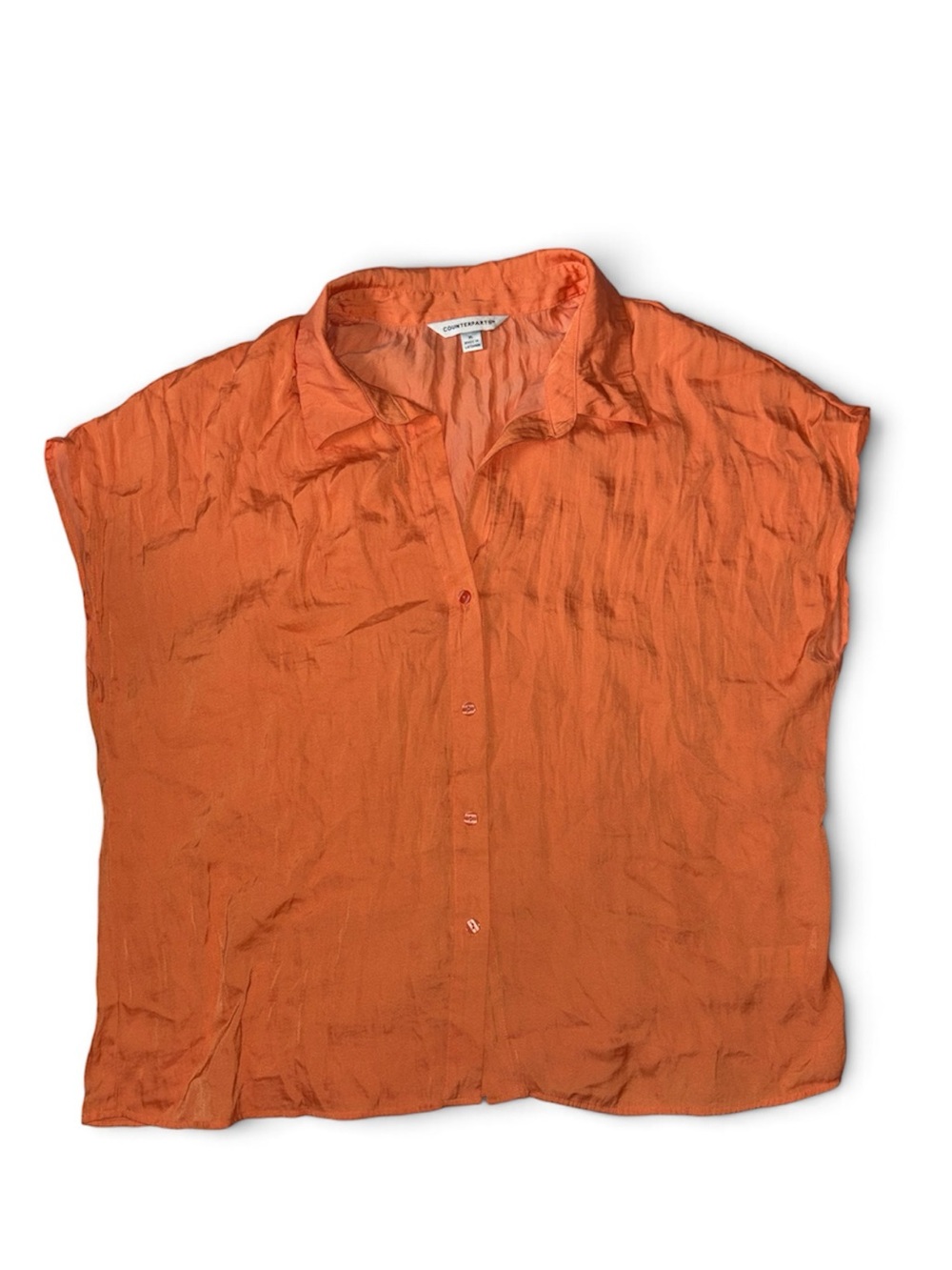 Counterparts Orange Button Up Blouse Size XL